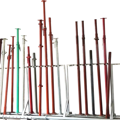 square head steel prop Q235 hot dip galvanized 60.3mm outer diameter 3.0mm wall thickness 2.0-3.6m adjustable height for concrete slab formwork support BYTHAI